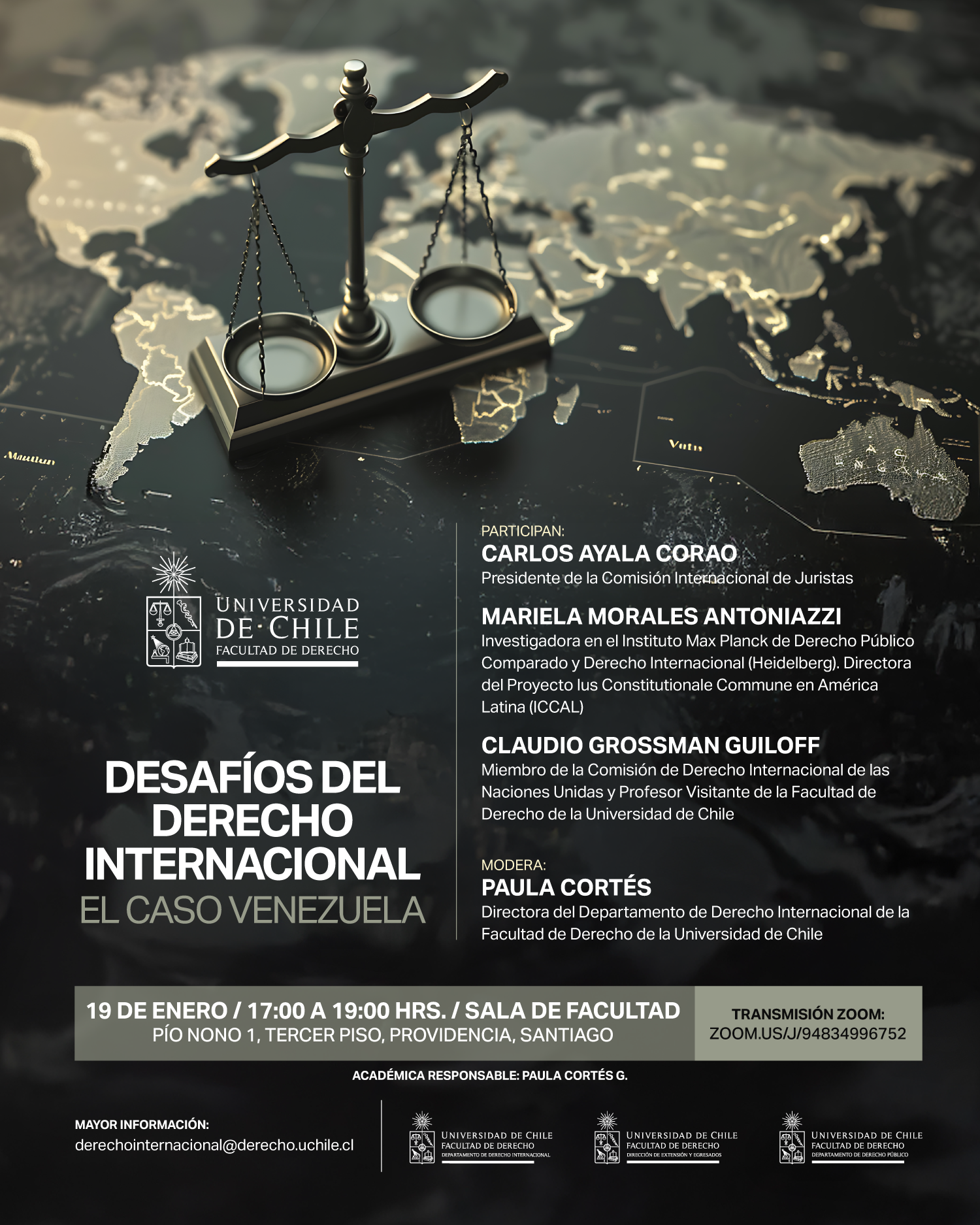 Desafíos del Derecho Internacional - el caso Venezuela 19 de enero de 2026, 17 a 19 horas